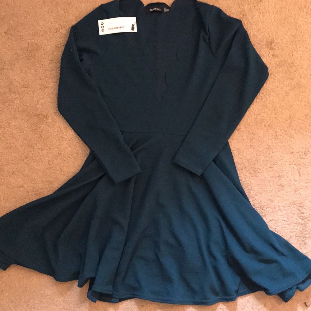 Boohoo Scalloped Dress